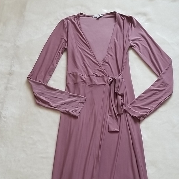 mauve wrap dress long